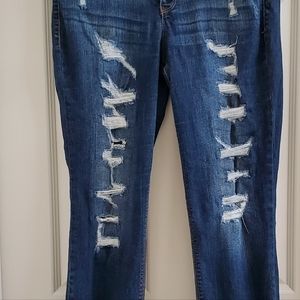 Black Daisy Juniors Ripped Jamie Relaxed Skinny Jeans Size 11